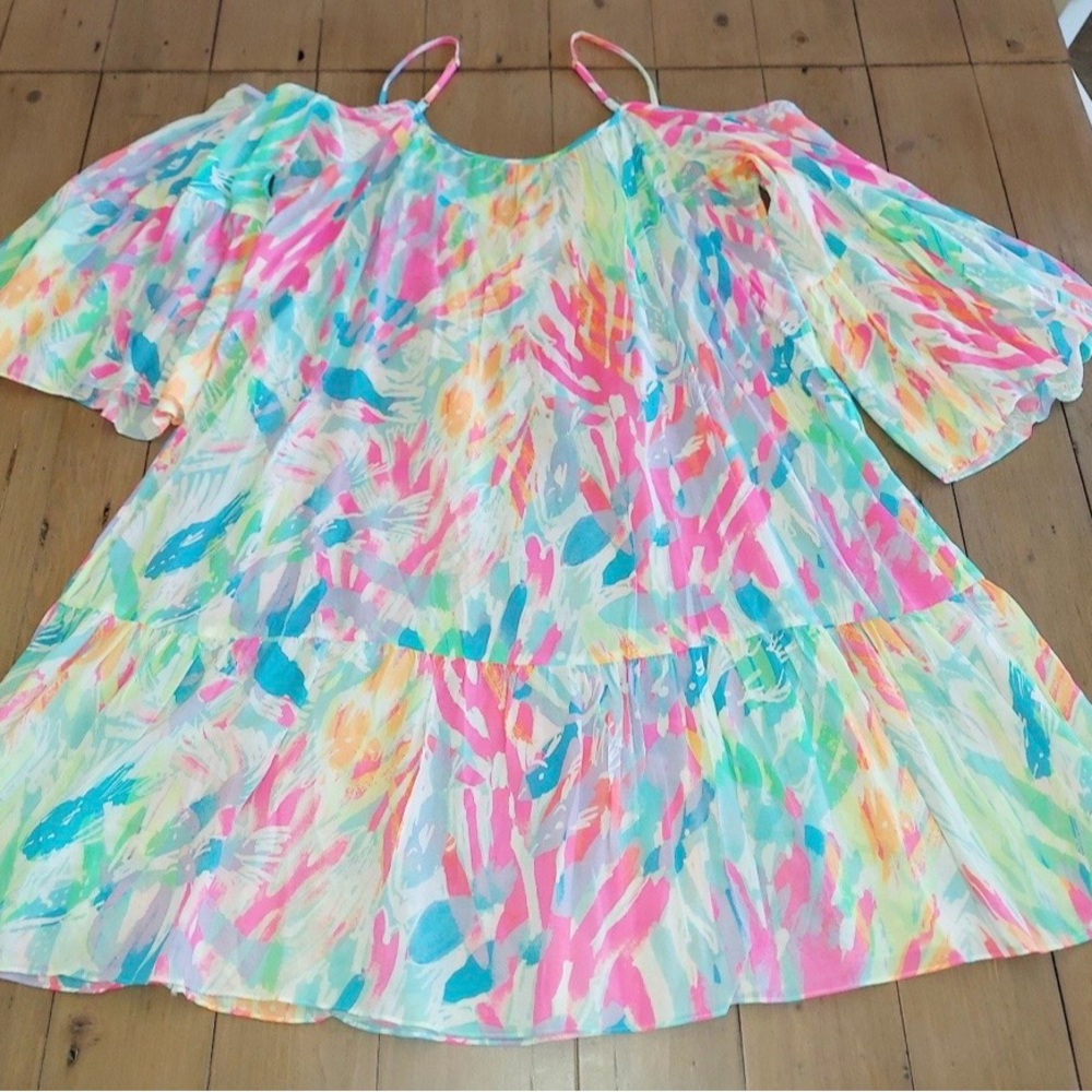 Lilly Pulitzer Alanna Cold Off Shoulder Dress Sparkling Sands Tassel - Picture 6 of 10